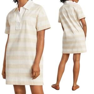 Striped Beige and White Polo Dress